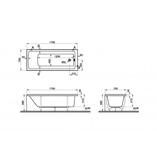 Ванна акриловая Vitra Neon белая 170х70 см 52530001000
